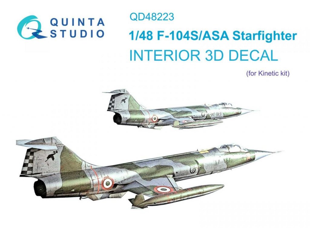 QUINTA 1/48 F-104S/ASA Starfighter 3D-Printed & Color Interior for KIN