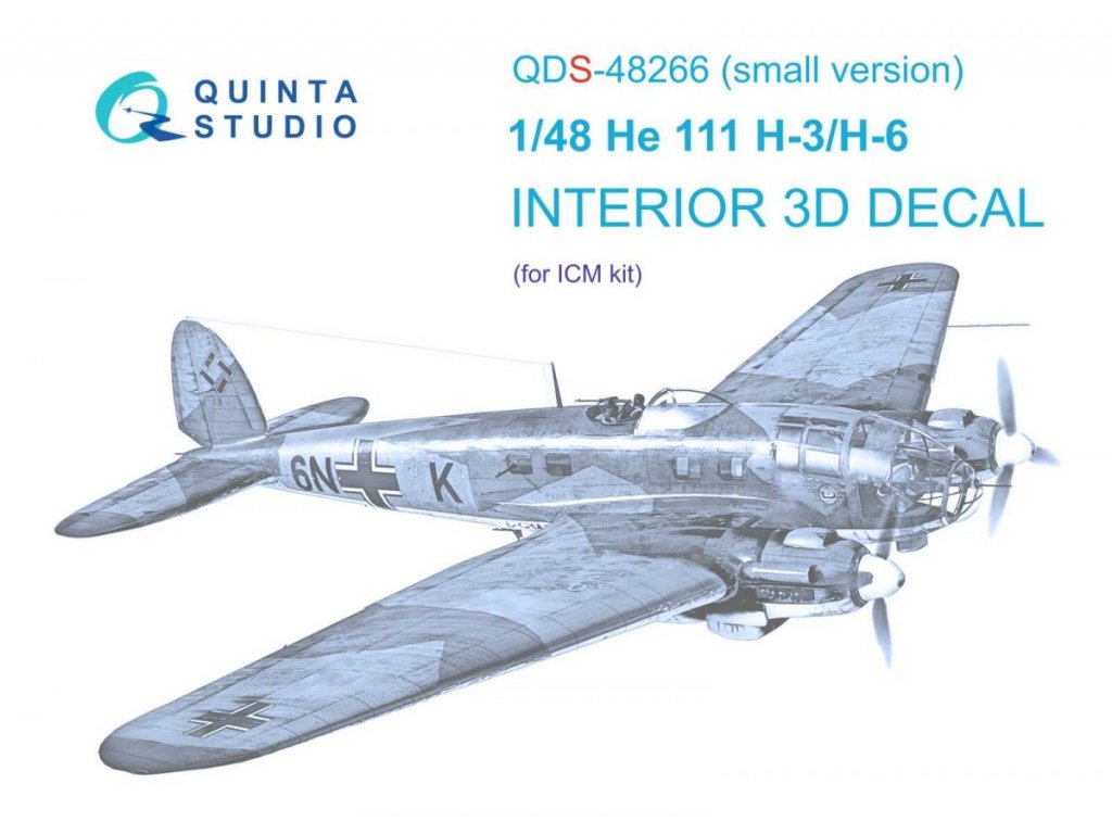 QUINTA 1/48 He 111H-3/H-6 3D-Printed&Color Int. for ICM SMALL