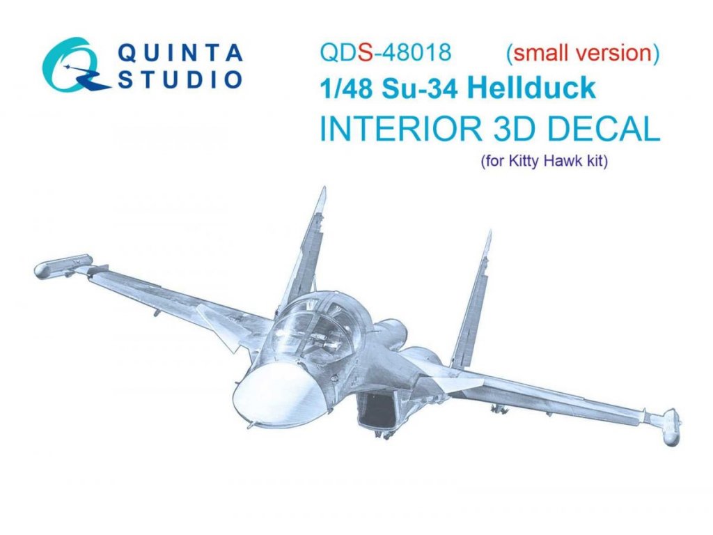 QUINTA 1/48 Su-34 3D-Printed & Color Interior for KTH SMAL