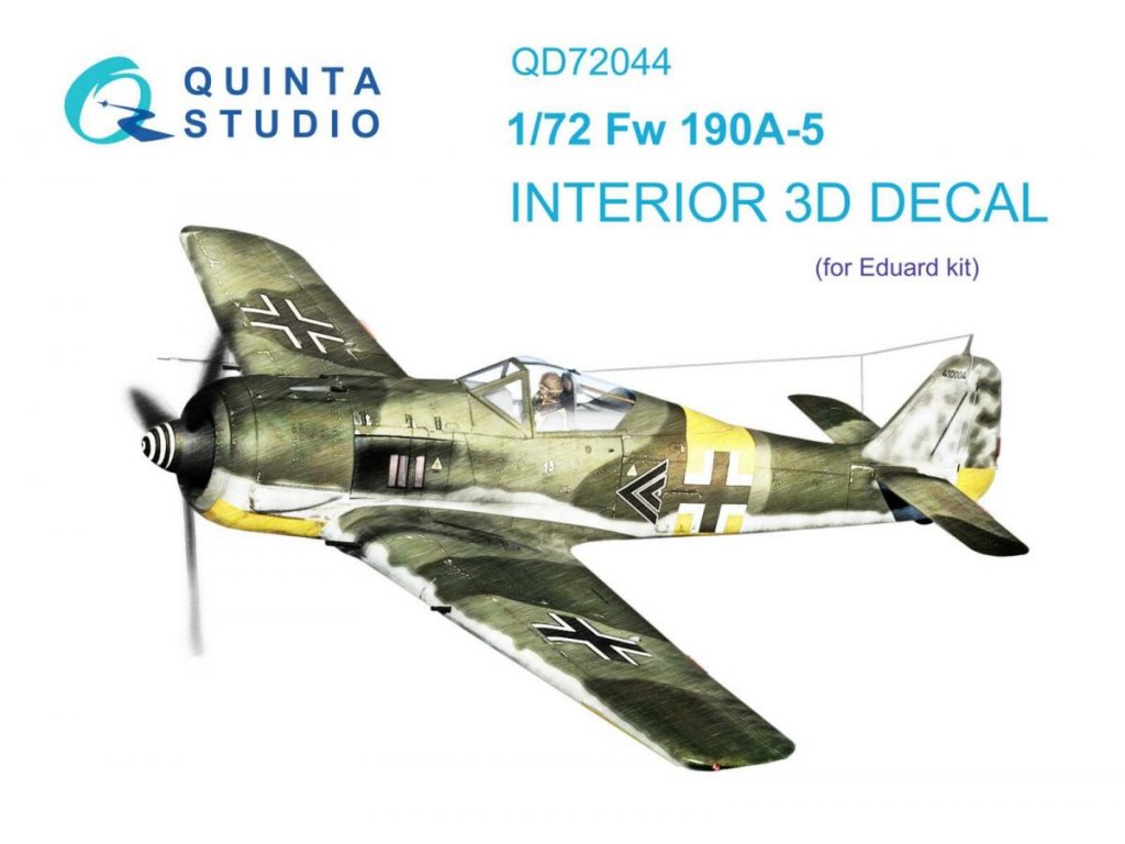 QUINTA 1/72 Fw 190A-5 3D-Printed & Color Interior for EDU