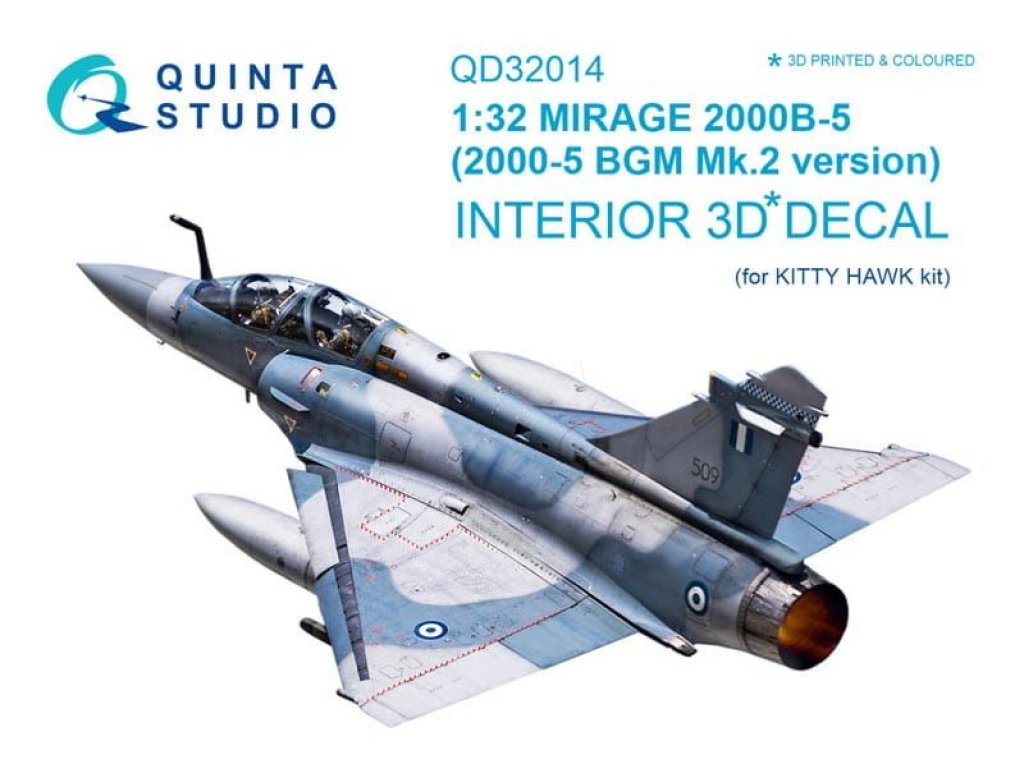 QUINTA STUDIO 1/32 Mirage 2000B-5 BGM 3D-Print Interior for KTH