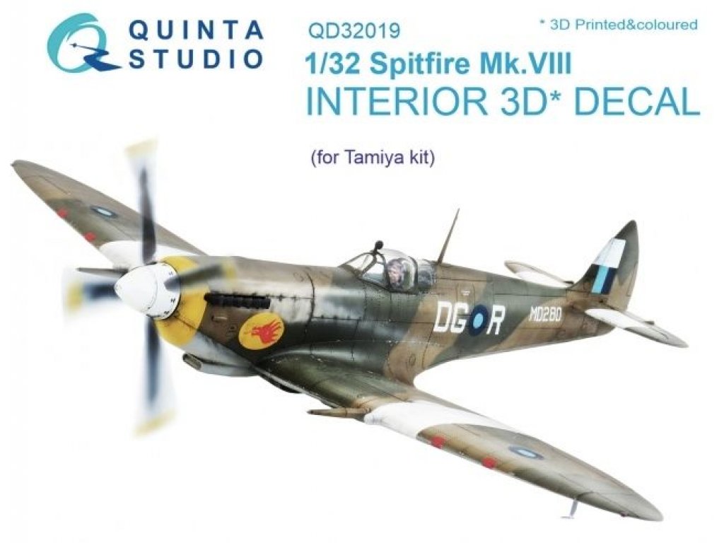 QUINTA STUDIO 1/32 Spitfire Mk.VIII 3D-Print col.Interior for TAM