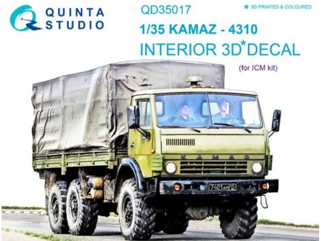 QUINTA STUDIO 1/35 KAMAZ 4310 3D-Print+Color Interior for ICM