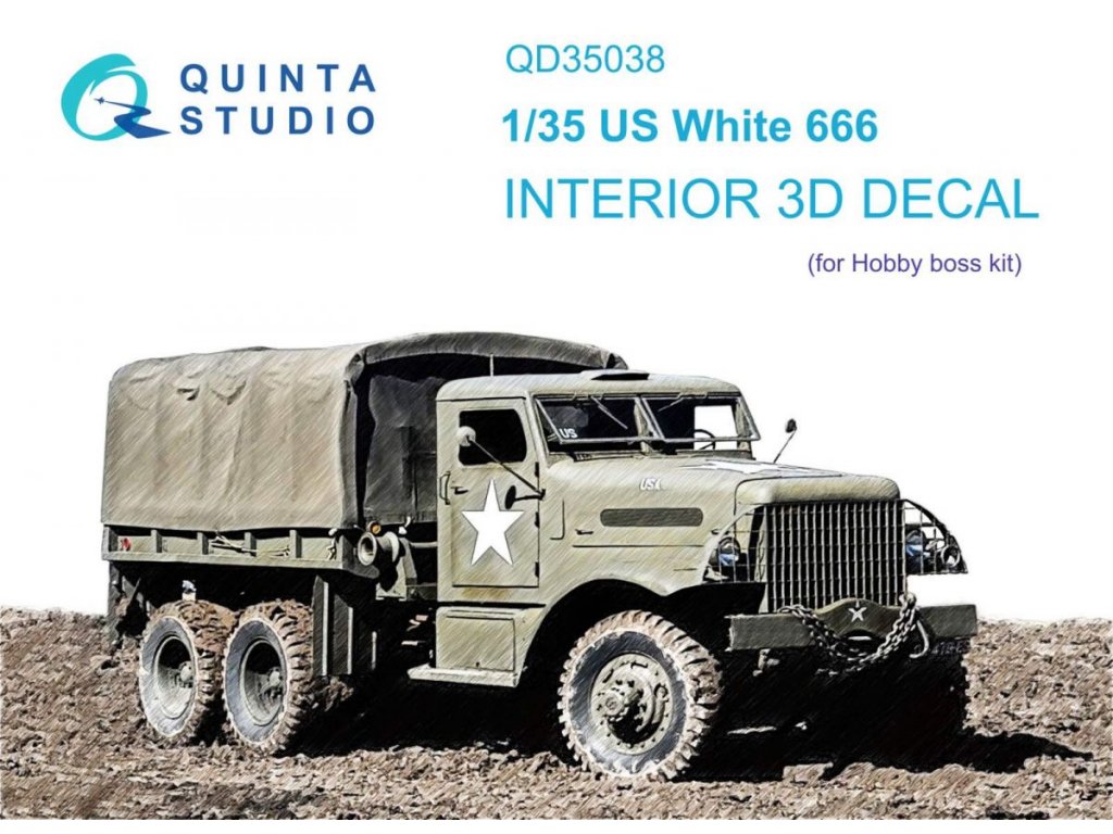QUINTA STUDIO 1/35 US White 666 3D-Print&Color Interior for HBB