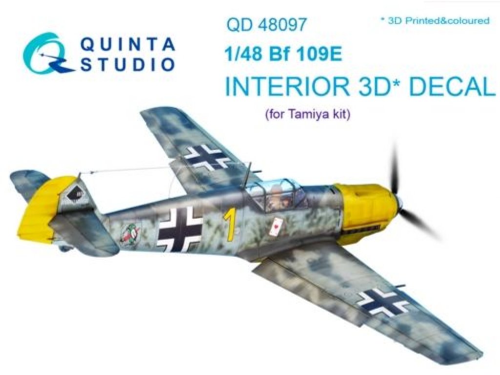 QUINTA STUDIO 1/48 Bf 109E 3D-Print+Color Interior for TAM