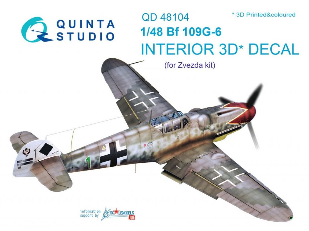 QUINTA STUDIO 1/48 Bf 109G-6 3D-Print colour Interior for ZVE