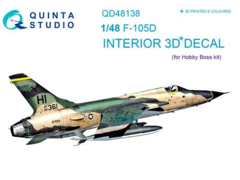QUINTA STUDIO 1/48 F-105D 3D-Print+Color Interior for HBB