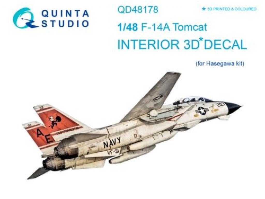 QUINTA STUDIO 1/48 F-14A 3D-Print+Color Interior for HAS