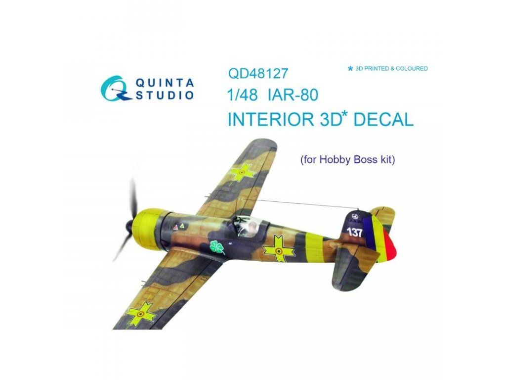 QUINTA STUDIO 1/48 IAR-80 3D-Printed colour Interior for HBB