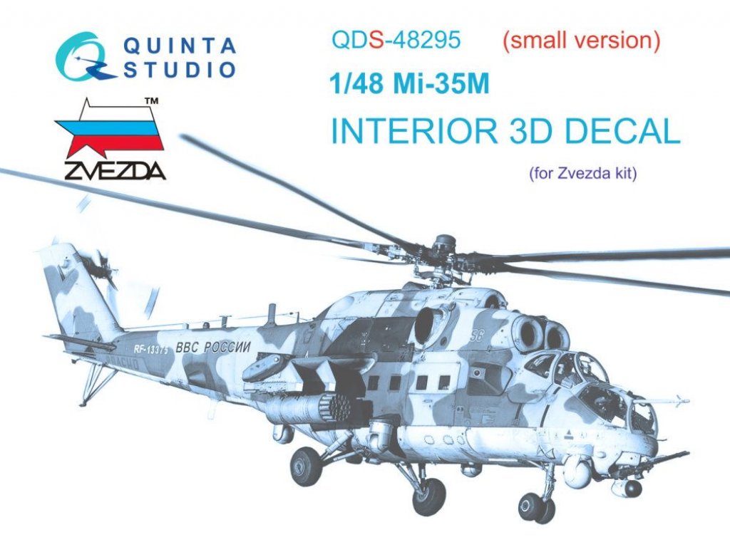 QUINTA STUDIO 1/48 Mi-35M Hind 3D-Printed & coloured Interior on decal paper for ZVE