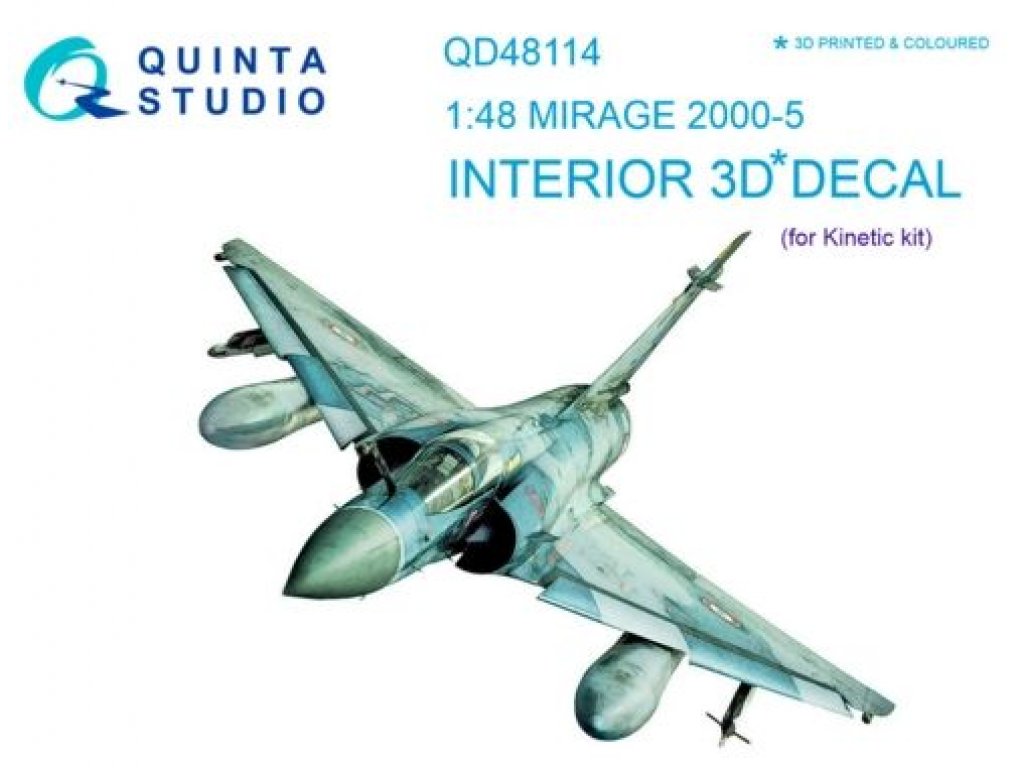 QUINTA STUDIO 1/48 Mirage 2000-5 3D-Print+Color Interior for KIN