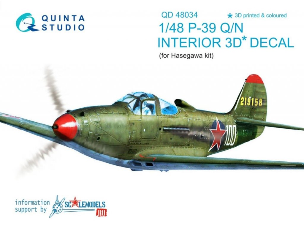 QUINTA STUDIO 1/48 P-39Q/N  3D-Print colour Interior for HAS