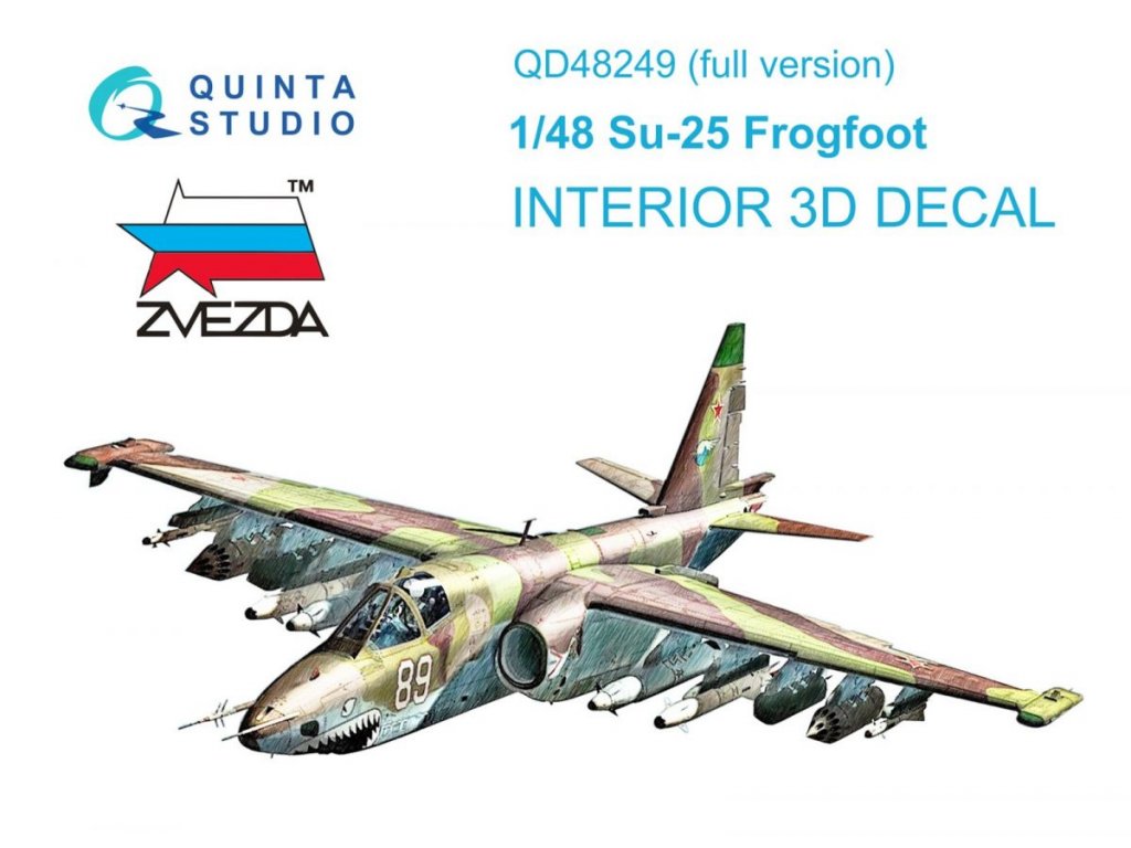 QUINTA STUDIO 1/48 Su-25 Frogfoot 3D-Print&Color Interior for ZVE