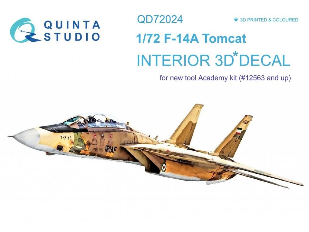 QUINTA STUDIO 1/72 F-14A Tomcat 3D-Print+Color Interior for ACA