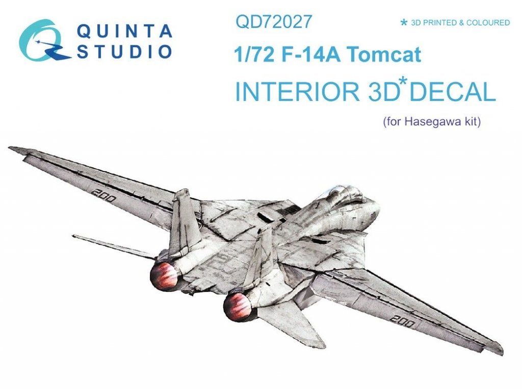QUINTA STUDIO 1/72 F-14A Tomcat 3D-Print+Color Interior for HAS