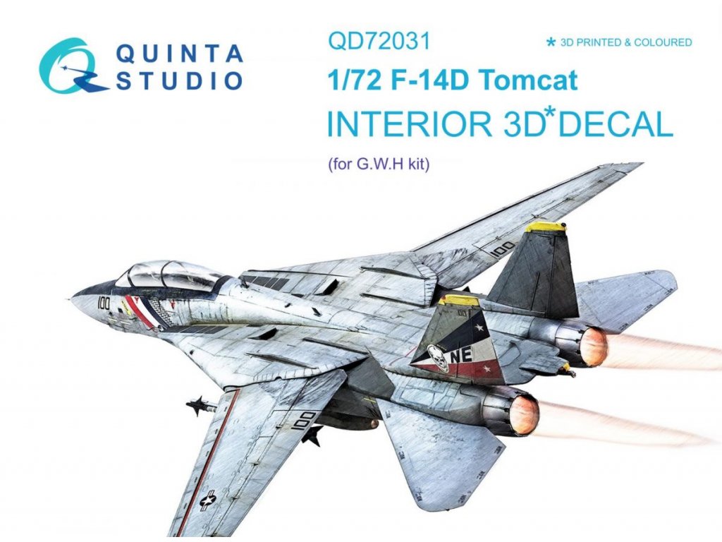 QUINTA STUDIO 1/72 F-14D Tomcat 3D-Print&Color Interior for GWH