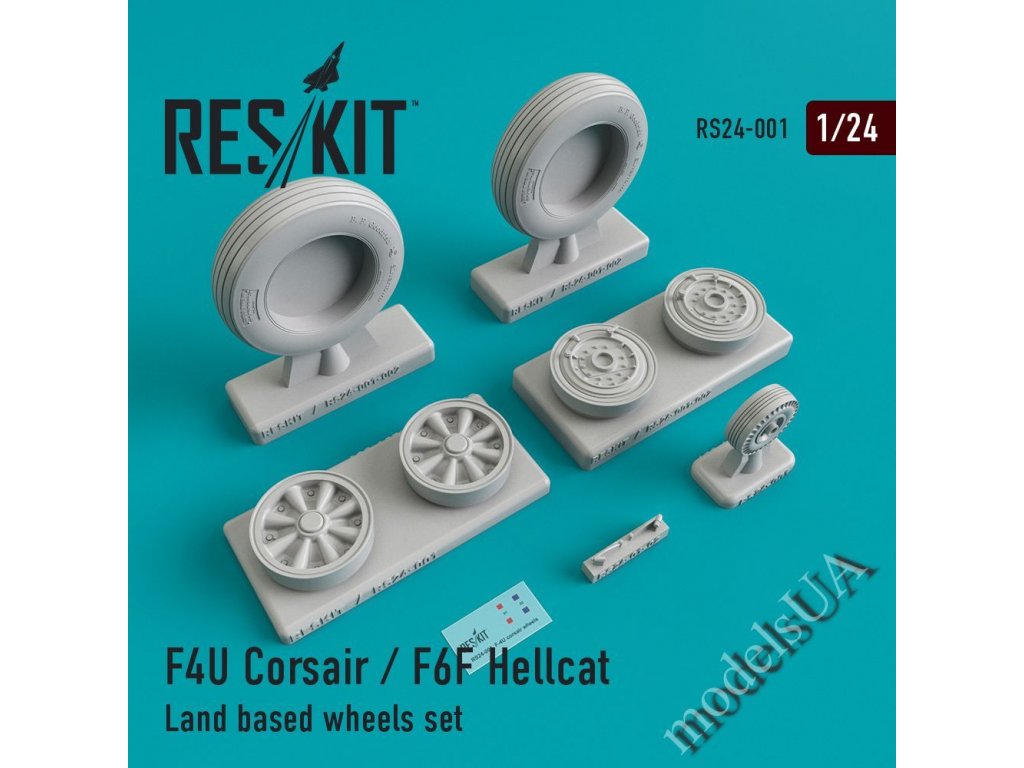 RESKIT 1/24 F4U Corsair/F6F Hellcat wheels set for AIRFIX