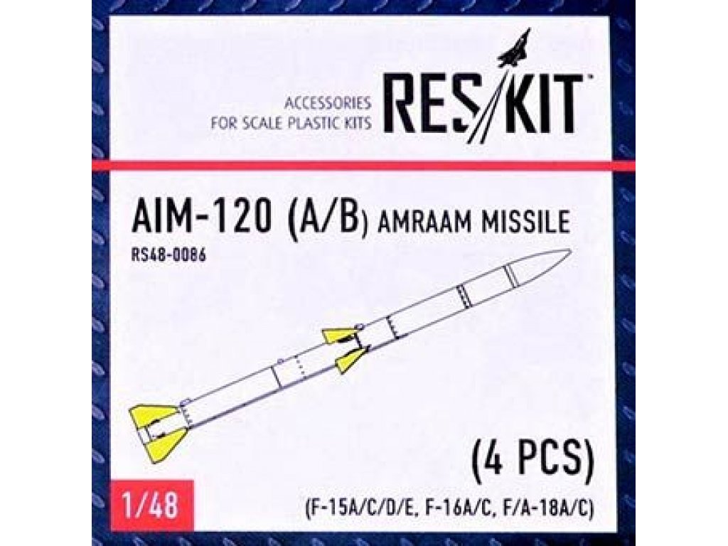 RESKIT 1/48 AIM-120 for A/B  AMRAAM Missile for 4 pcs.