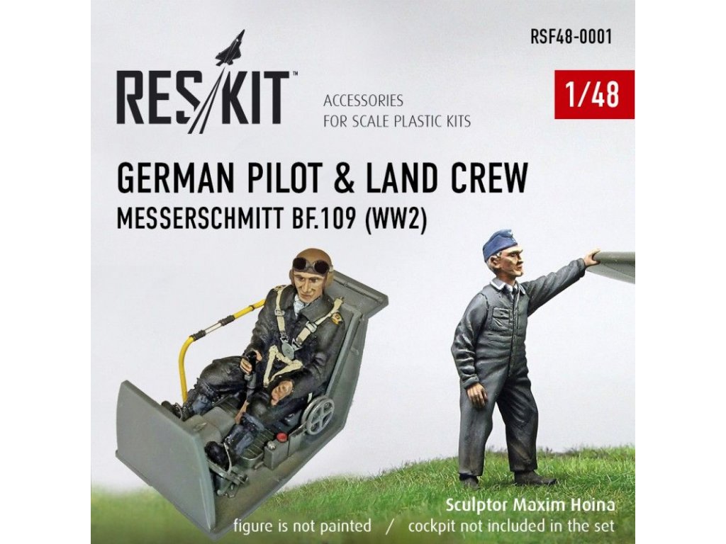 RESKIT 1/48 German Pilot Land Crew for Bf-109 (2 fig.)
