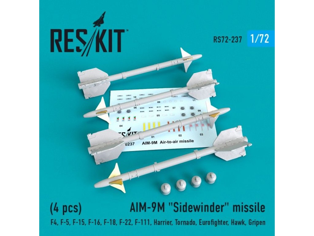 RESKIT 1/72 AIM-9M Sidewinder missile (4 pcs.)