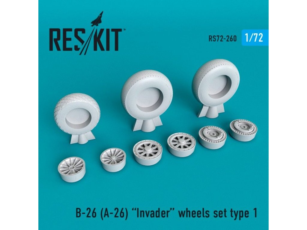 RESKIT 1/72 B-26 (A-26) Invader wheels set type 1