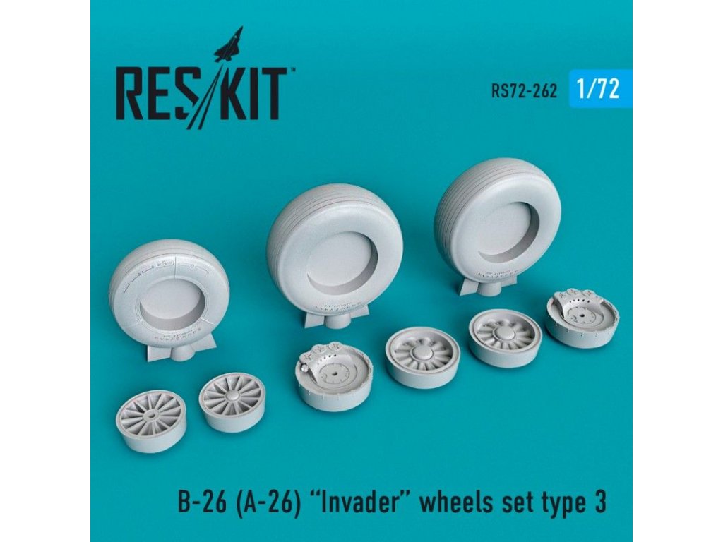 RESKIT 1/72 B-26 (A-26) Invader wheels set type 3
