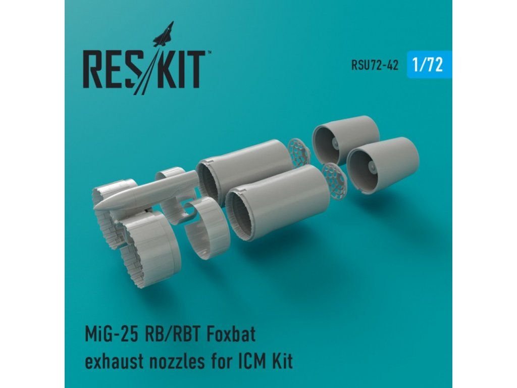 RESKIT 1/72 MiG-25 RB,RBT,BM,RBK,RBF Exhaust nozzles for ICM