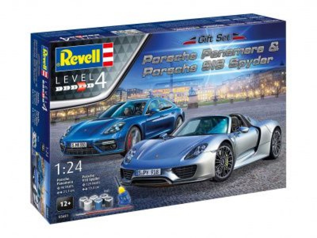 REVELL 1/24 Porsche Panamera and 918 Spyder Model Kit Gift Set