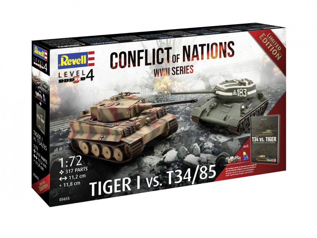 REVELL 1/72 Gift Set Conflict of Nations WWII Series Tiger+T-34/85