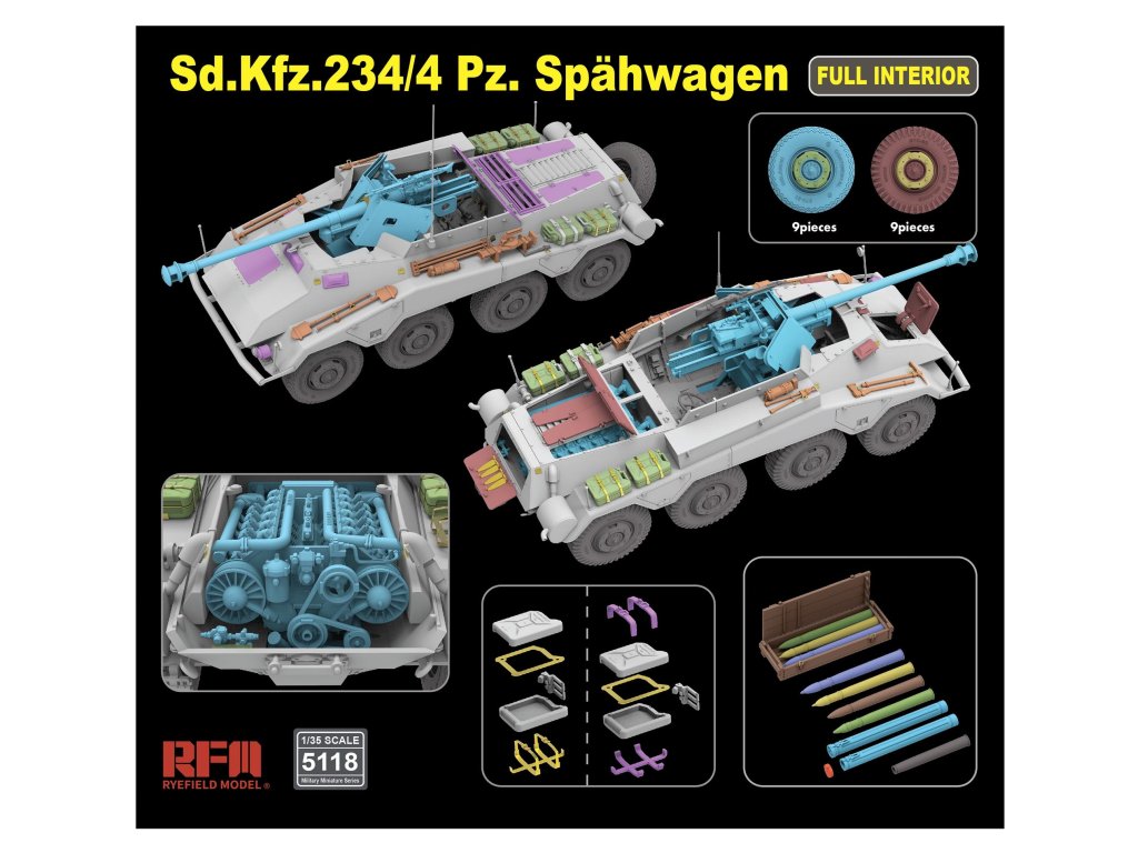 RFM 1/35 5118 Sd.Kfz.234/4 Pz.Spähwagen with Full Interior