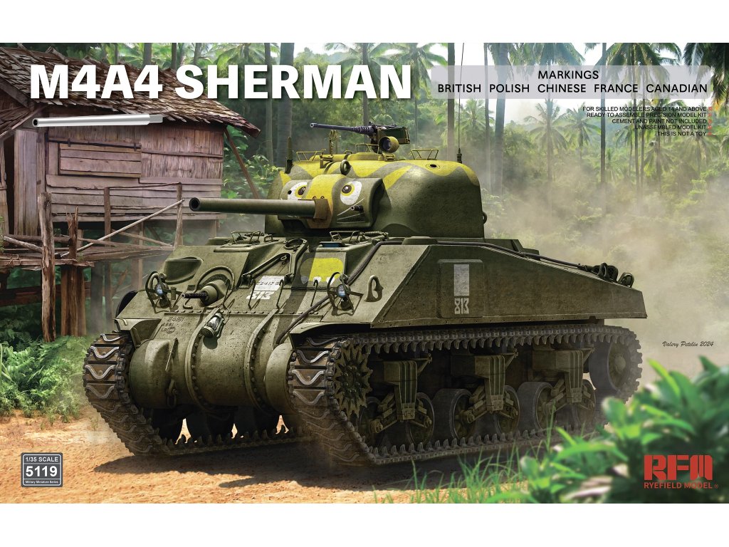 RFM 1/35 5119 M4A4 Sherman with Workable Tracks & Metal Barrel