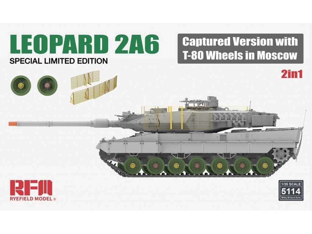 RFM 5114 1/35 Leopard 2A6 Captured Version with T-80 Wheels in Moscow 2 in 1 Limited Edition