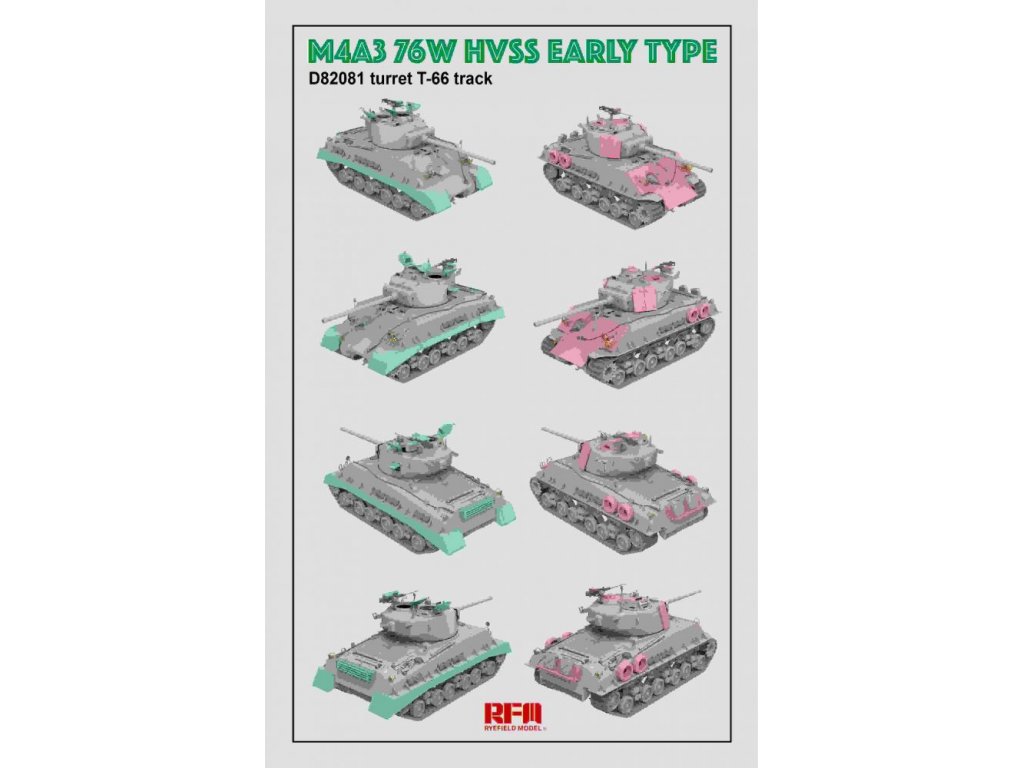 RYE FIELD 1/35 M4A3 76W HVSS Early type D82081 turret T - 66 track