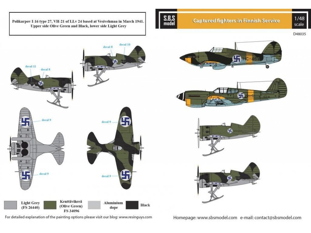 SBS MODEL 1/48 Decal Captured Fighters in Finnish Service