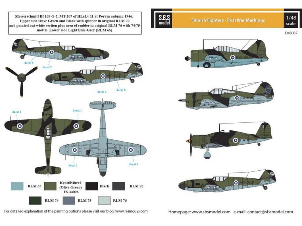 SBS MODEL 1/48 Decal Finnish Fighters - Post War markings