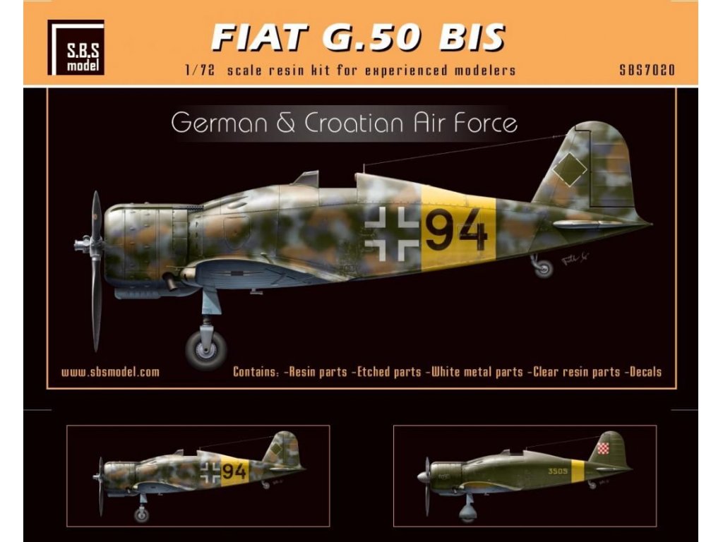 SBS MODEL 1/72 Fiat G.50 Bis German Croatian AF (resin kit)