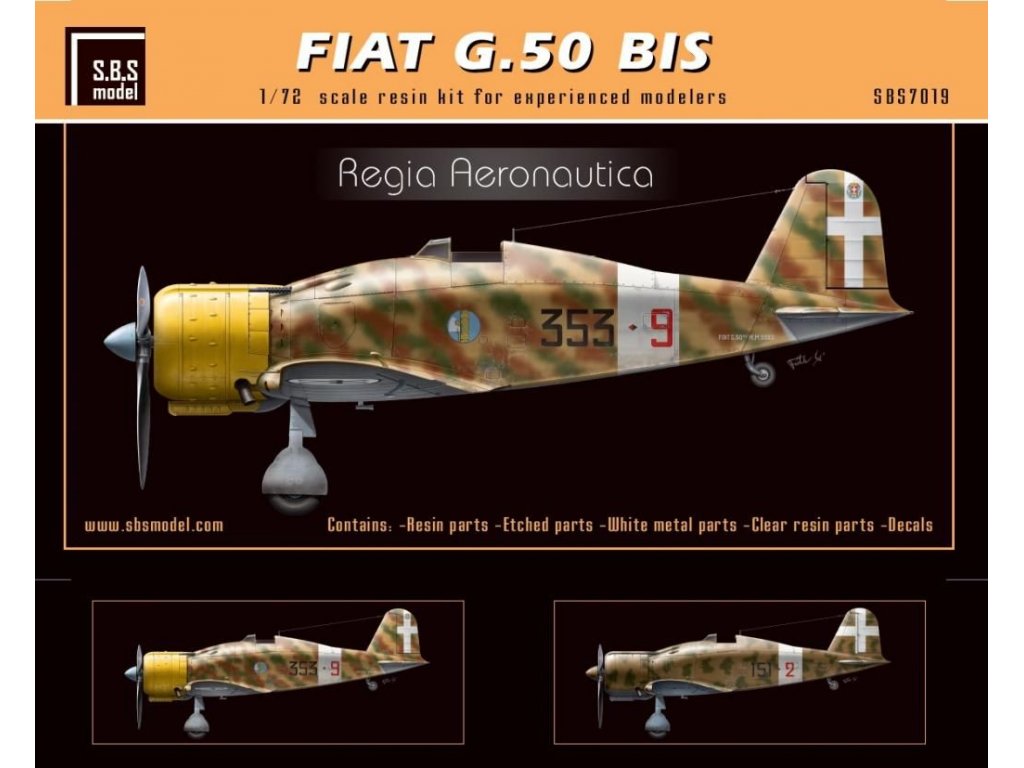 SBS MODEL 1/72 Fiat G.50 Bis Regia Aeronautica (resin kit)