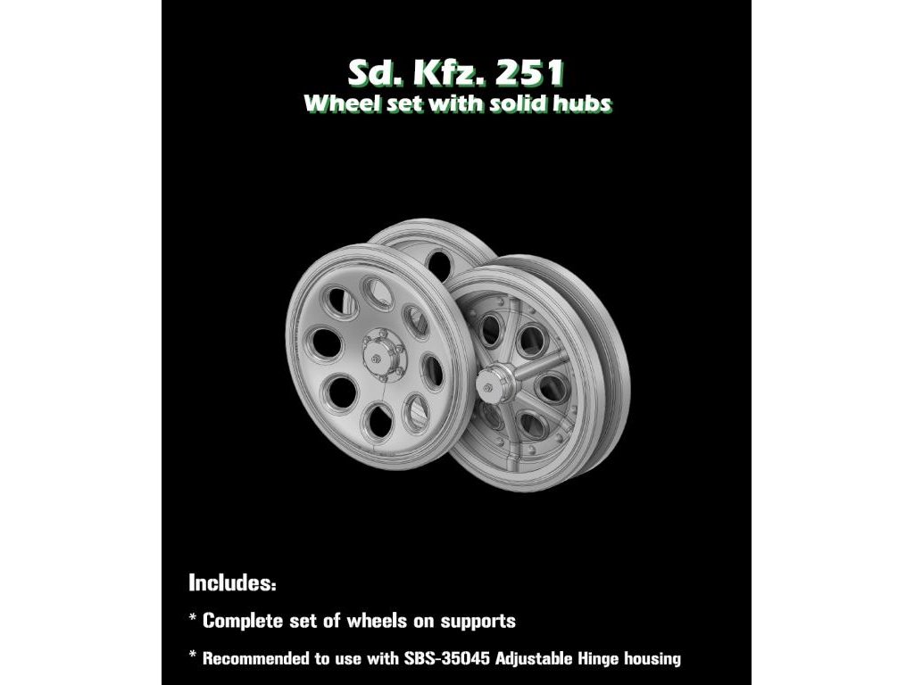 SBS MODELS 1/35 Sd.Kfz.251 Wheel set with solid hubs (3D)