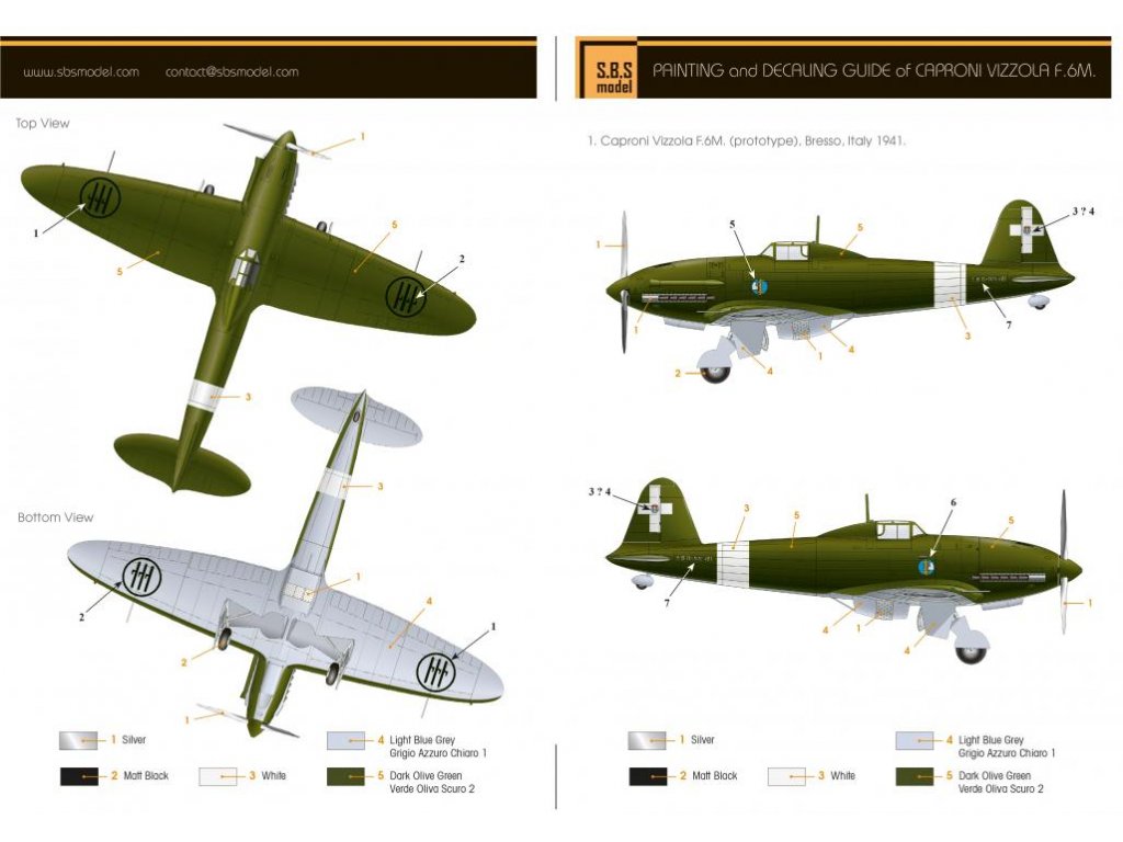 SBS MODELS 1/72 Caproni-Vizzola F.6M Italy 1941 (resin kit)