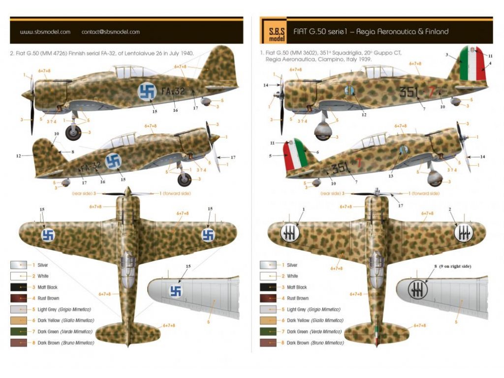 SBS MODELS 1/72 Fiat G.50 Serie I Regia Aeronautica & Finland