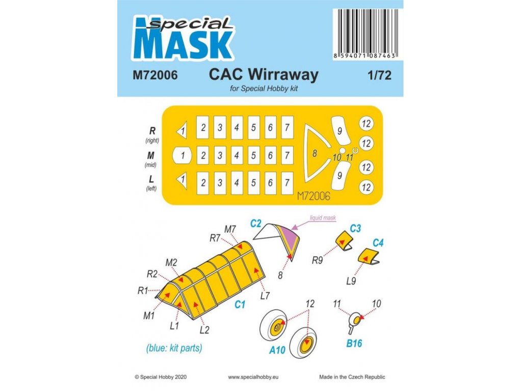 SPECIAL HOBBY 1/72 Mask for CAC Wirraway for SH