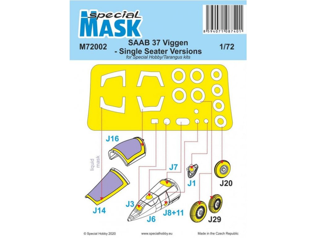 SPECIAL HOBBY 1/72 Mask for SAAB 37 Viggen Single Seater