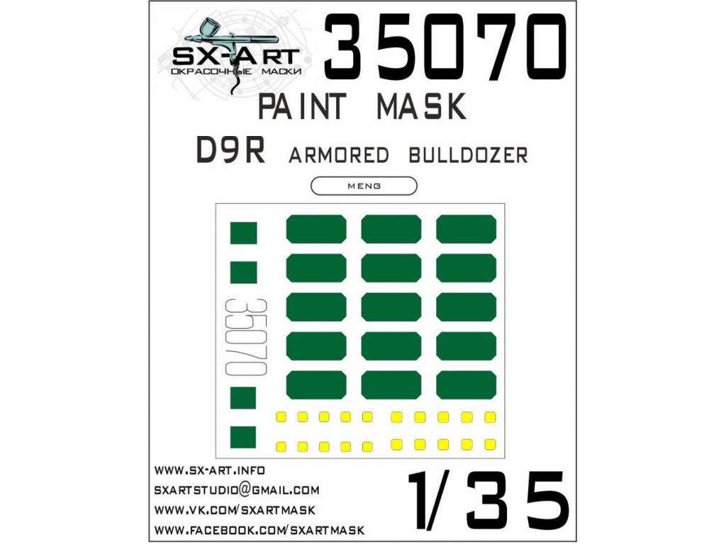 SX-ART 1/35 D9R Armored Bulldozer Painting mask for MENG