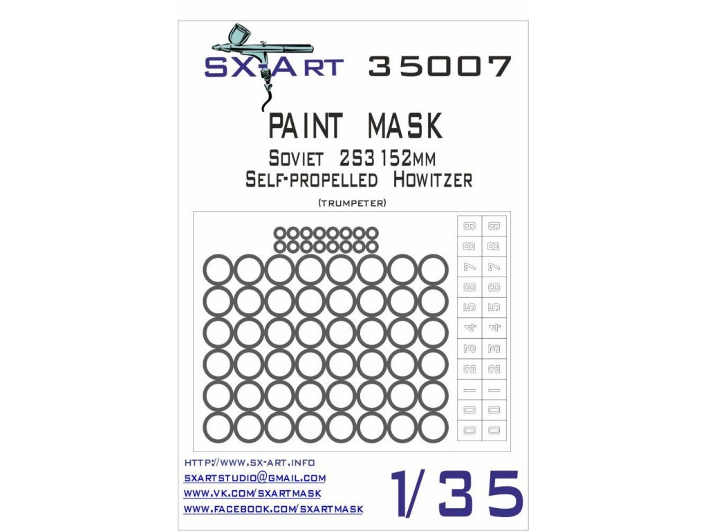 SX-ART 1/35 Mask 2S3 152mm SP Howitzer Painting Mask for TRU