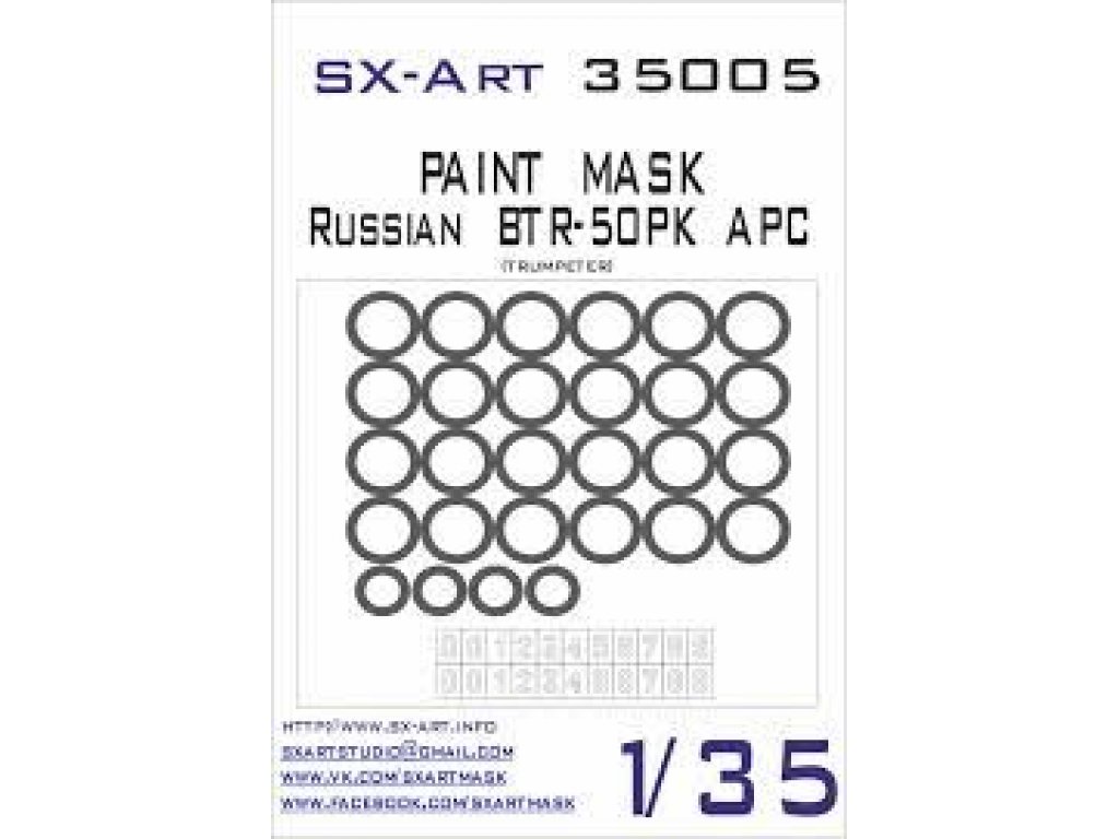 SX-ART 1/35 Mask BTR-50PK Russian APC Painting Mask for TRU
