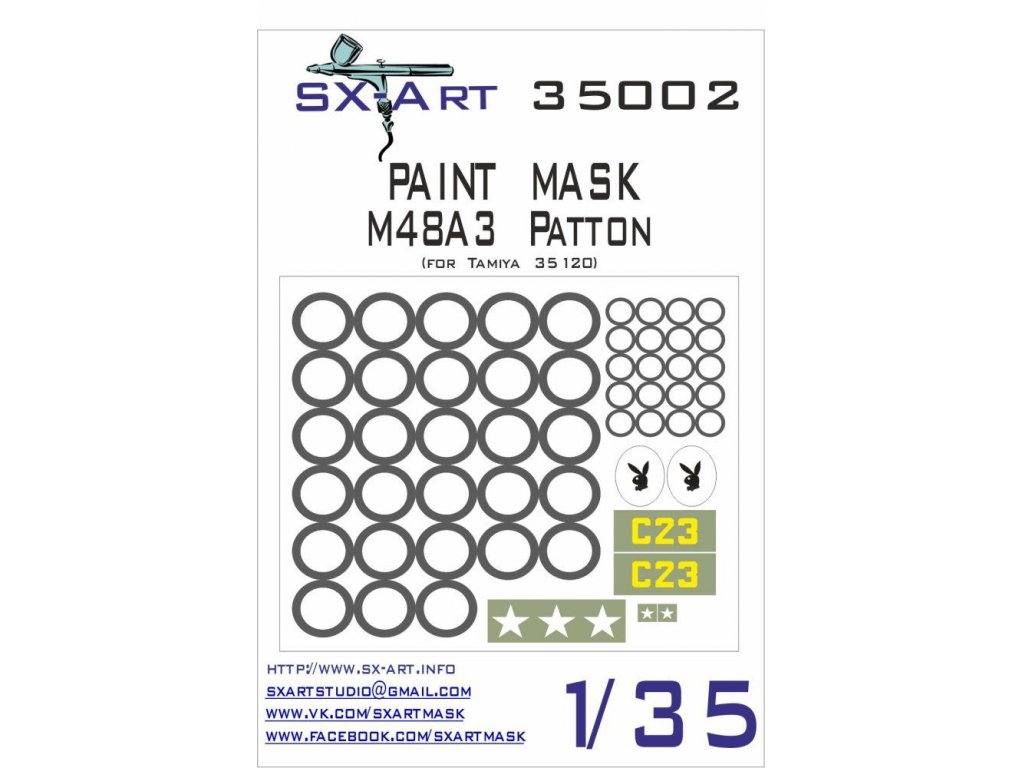 SX-ART 1/35 Mask M48A3 Patton Painting Mask for TAM 35120
