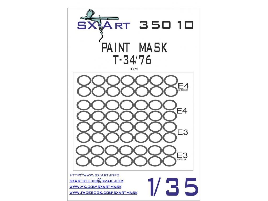 SX-ART 1/35 Mask T-34/76 Painting Mask for ICM