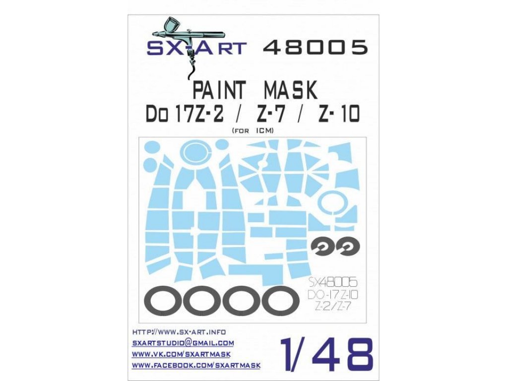 SX-ART 1/48 Do-17Z-2/Z-7/Z-10 Painting Mask for ICM