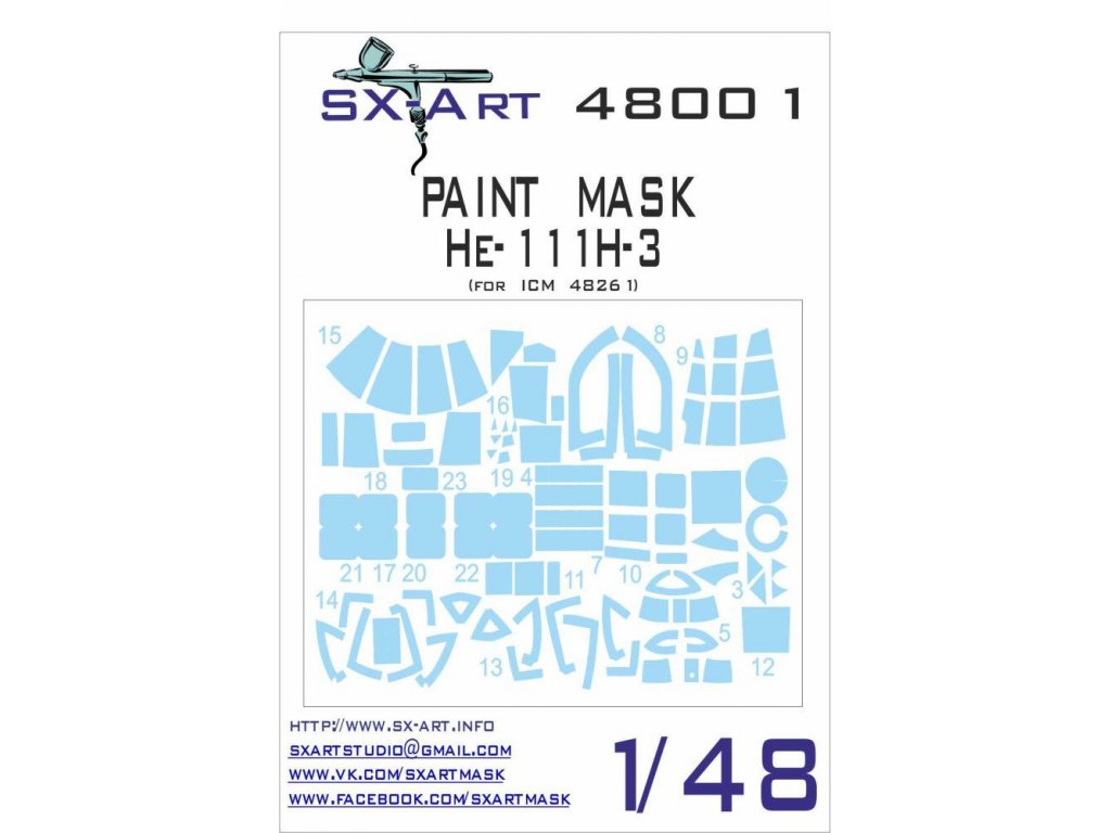 SX-ART 1/48 He-111H-3 Painting Mask for ICM 48261
