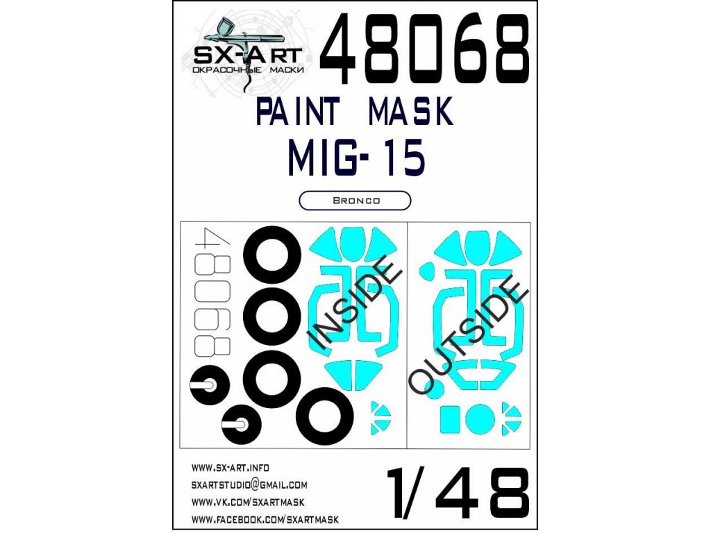 SX-ART 1/48 MiG-15 Painting mask for BRONCO